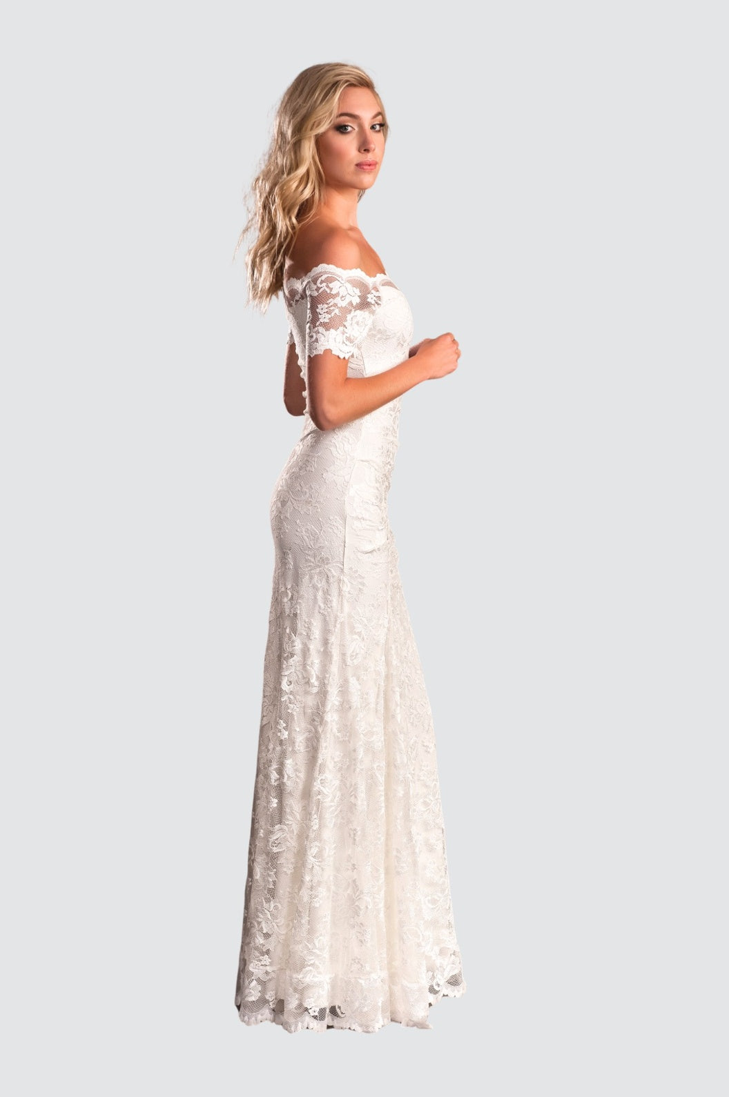 Langes, klassisches Off-Shoulder-Kleid