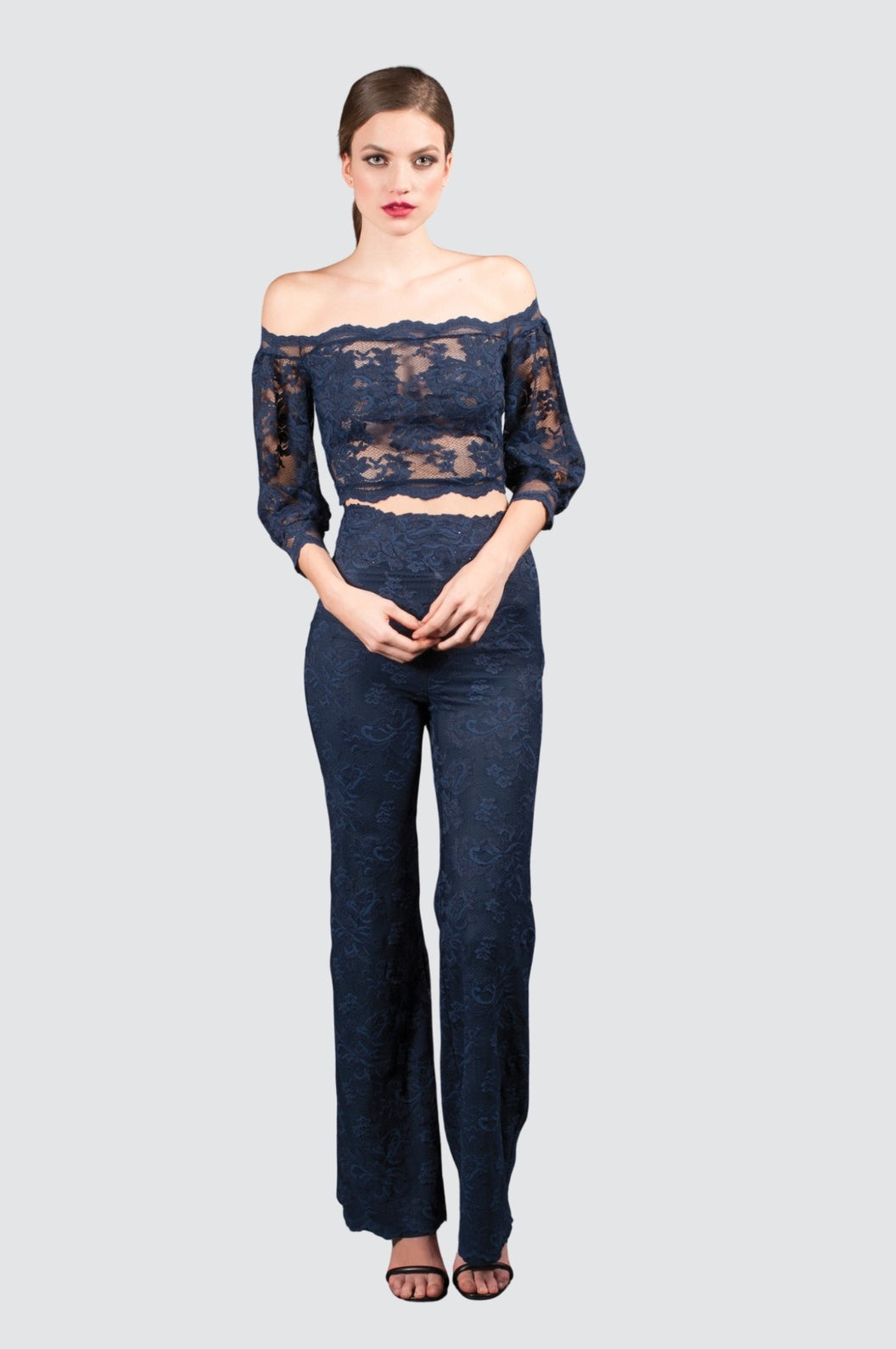 Dunkelblaues Spitzen-Set