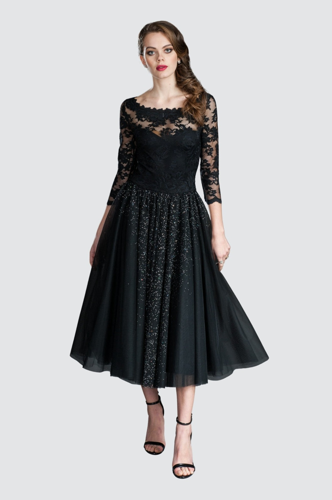 Stardust Lace & Tulle Midi Dress Olvi's Lace Stardust Lace & Tulle Midi Dress Olvi's Lace