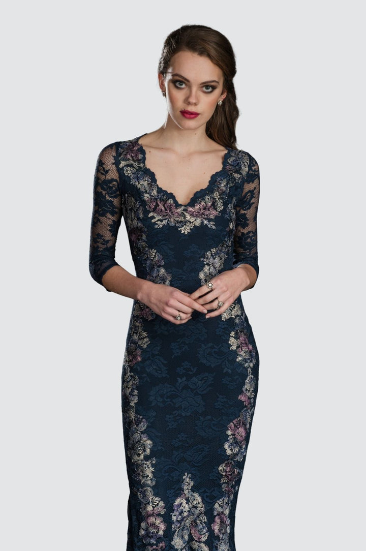 A-Linien-Spitzenkleid mit Illusion