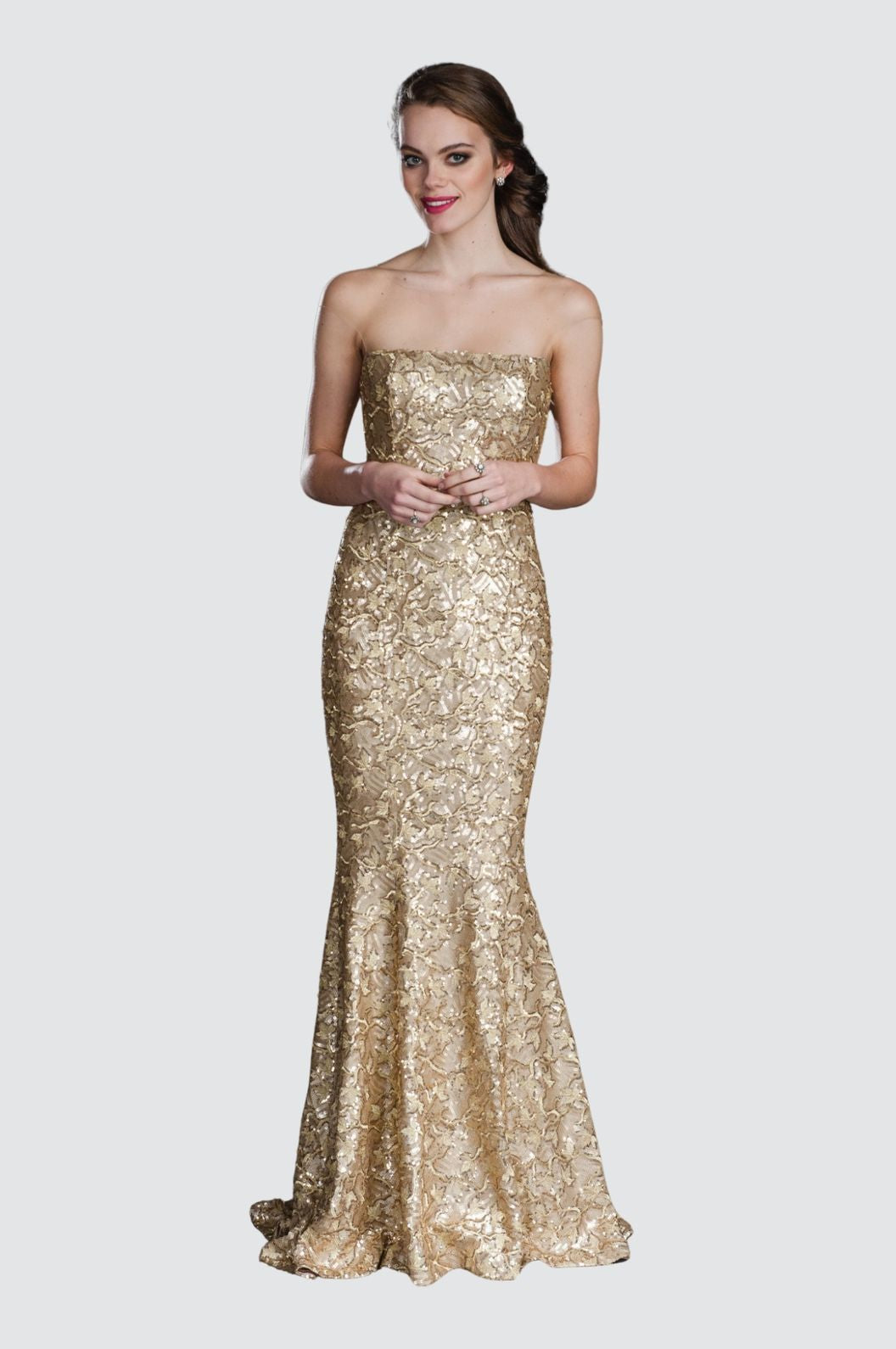 Strapless Illusion Neckline Sequin Mermaid Gown Strapless Illusion Neckline Sequin Mermaid Gown