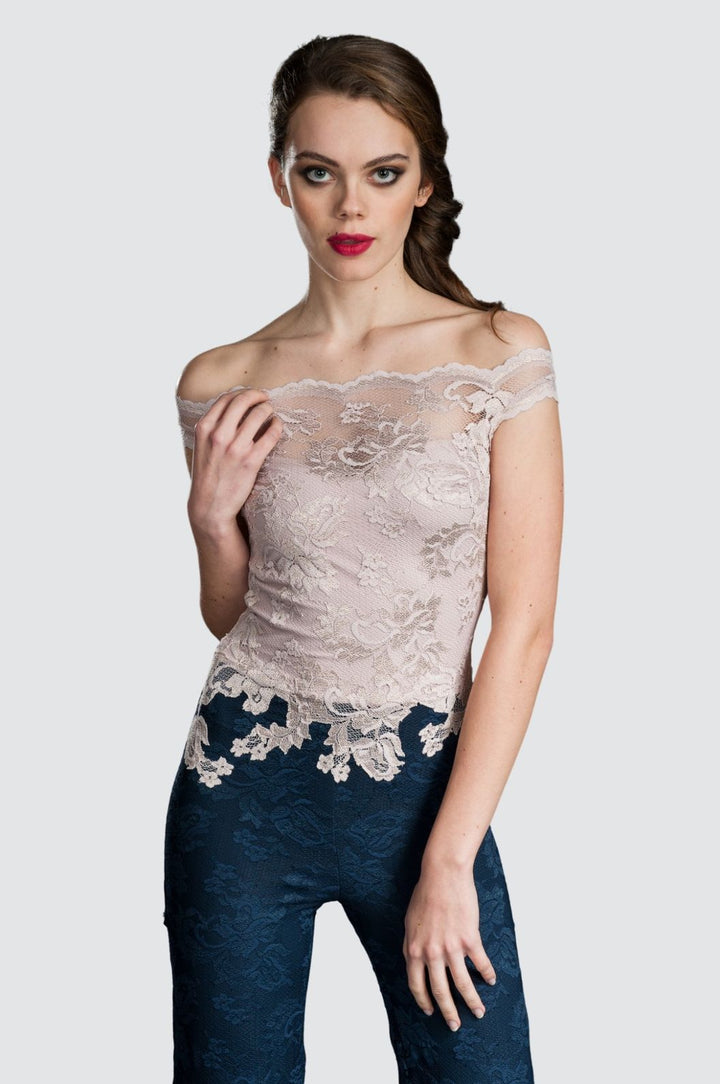 One-Shoulder-Cocktailkleid aus Spitze und Fransen