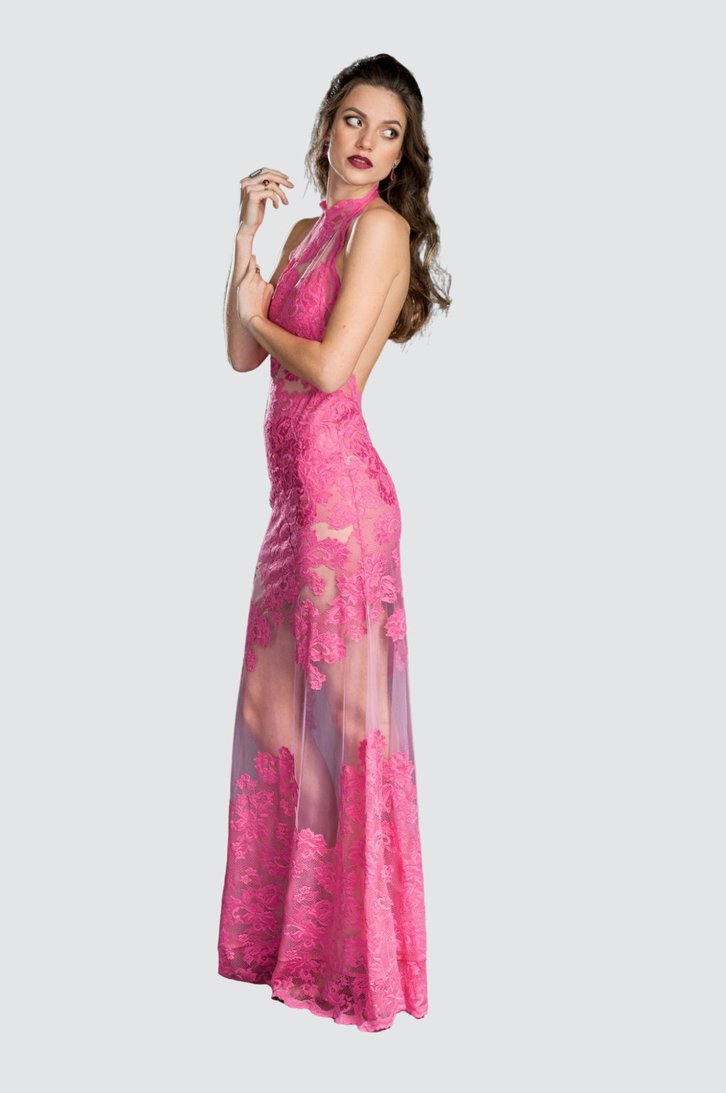 Transparentes Spitzenkleid