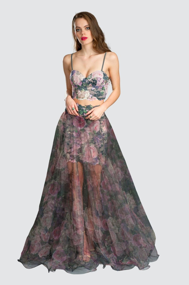 Bustier-Crop-Top mit Blumenspitze