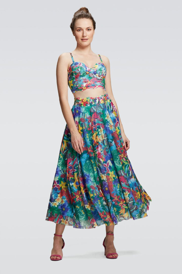 Bustier-Crop-Top mit Blumenspitze