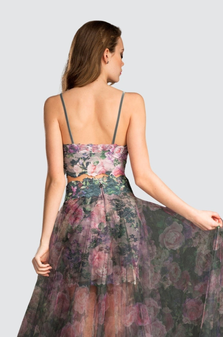 Bustier-Crop-Top mit Blumenspitze