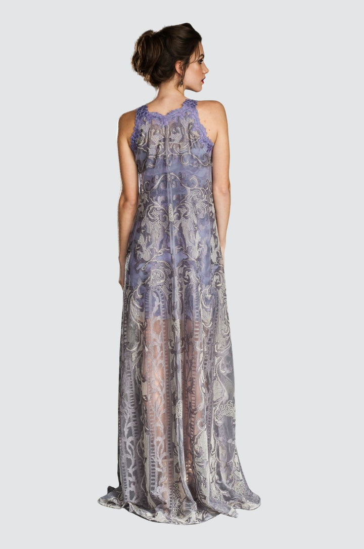 A-Linien-Spitzenkleid mit Illusion