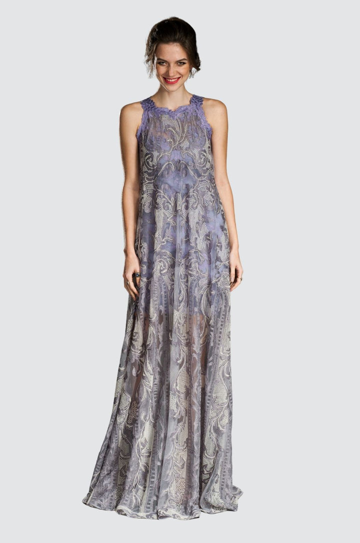 A-Linien-Spitzenkleid mit Illusion