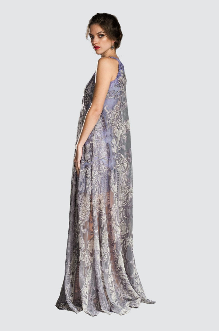 A-Linien-Spitzenkleid mit Illusion