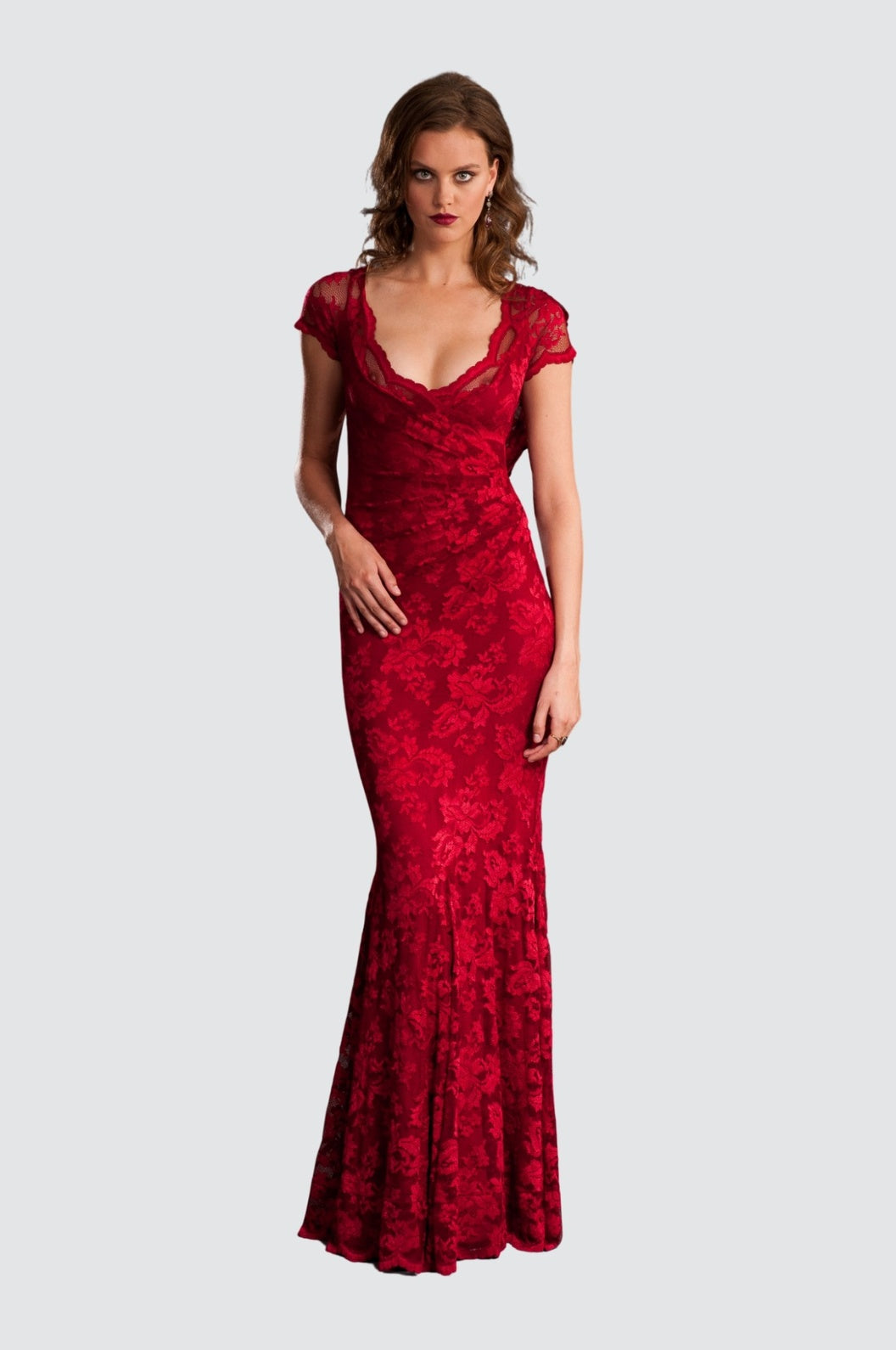 strapless open back dress Sequin Back Fit n' Flare Long Gown – Olvi's Lace