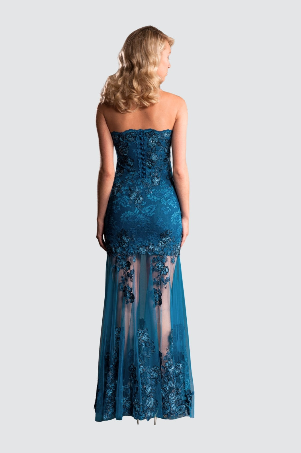 Trägerloses marokkanisches blaues Kleid