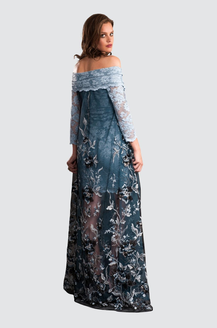 Robe mi-longue bouffante à col en V
