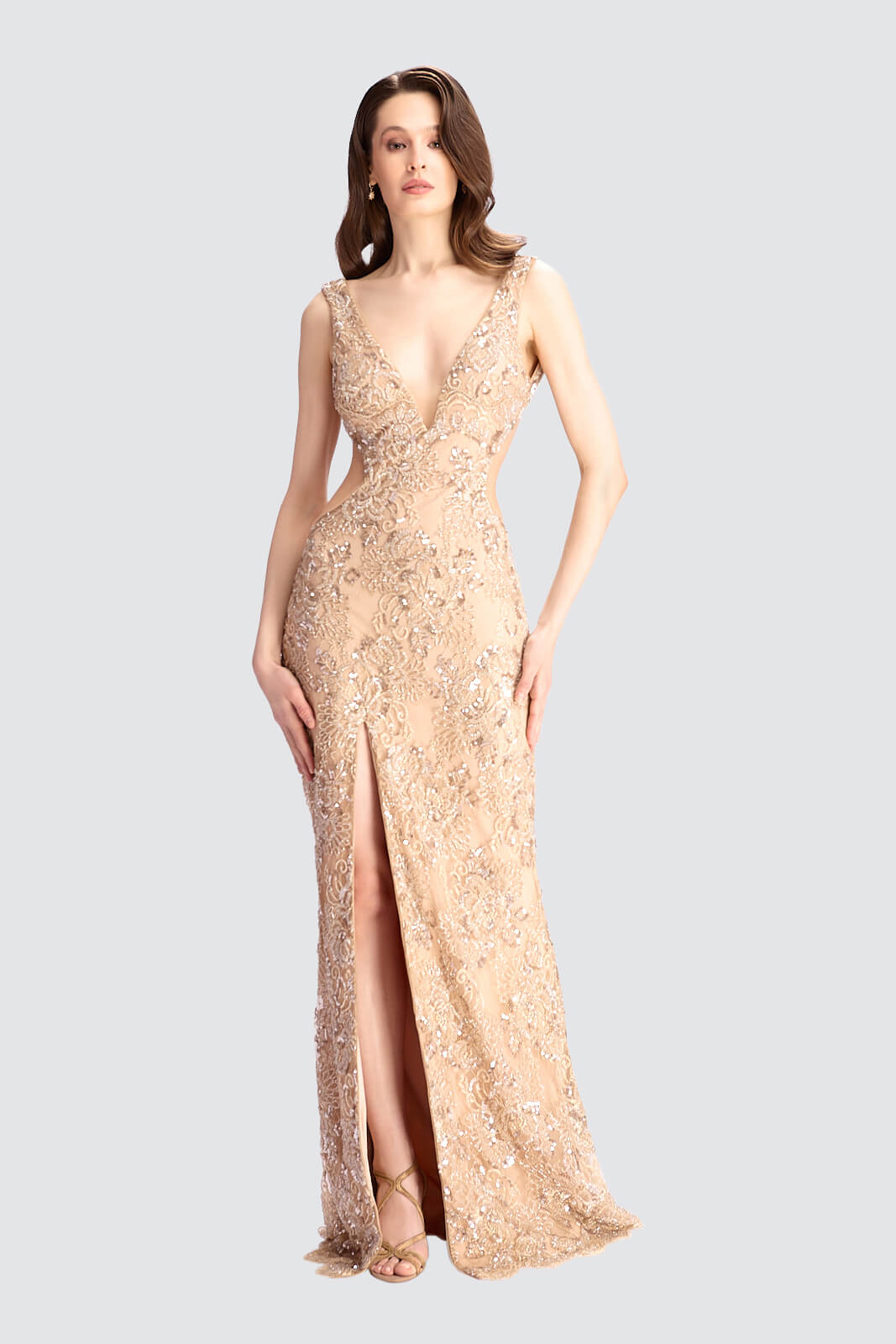 Champagne Embellished Gown Champagne Embellished Gown