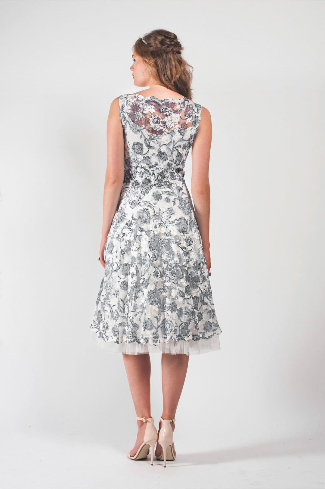 Cocktail Dress with Scalloped V-Neck-3