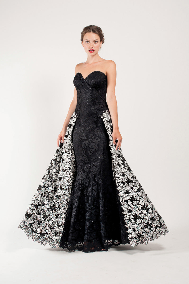 Charming Black Lace Off-Shoulder Gown-0