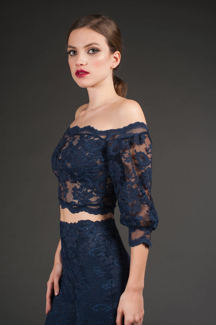 Dark Blue Lace Matching Set-2