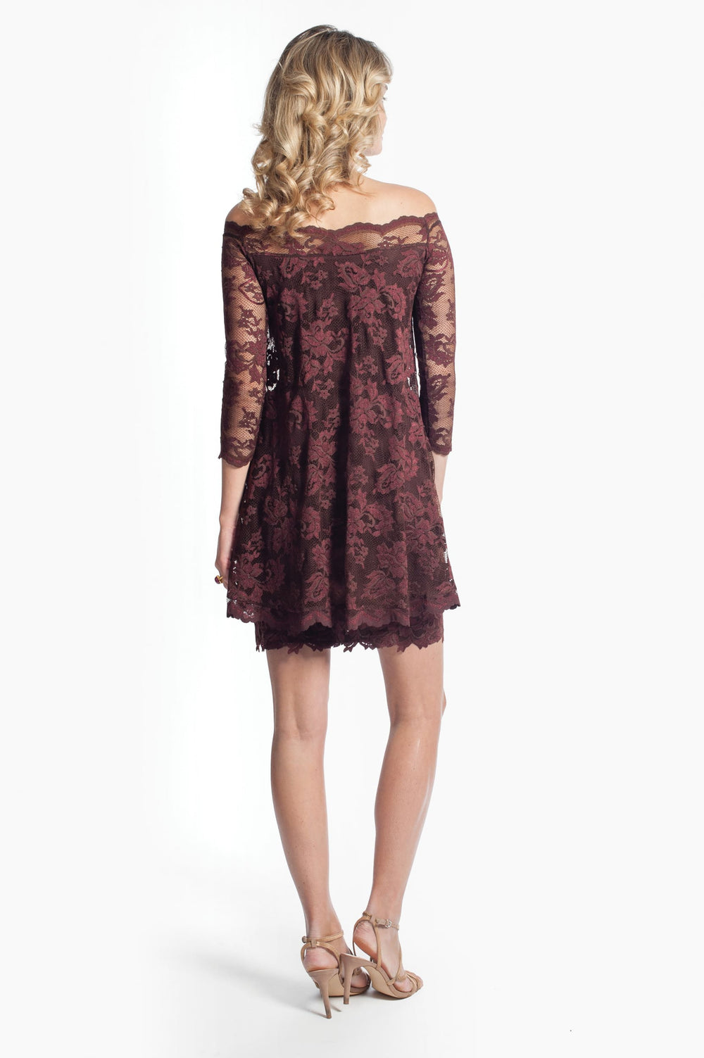 Off Shoulder Short Lace Dress-1