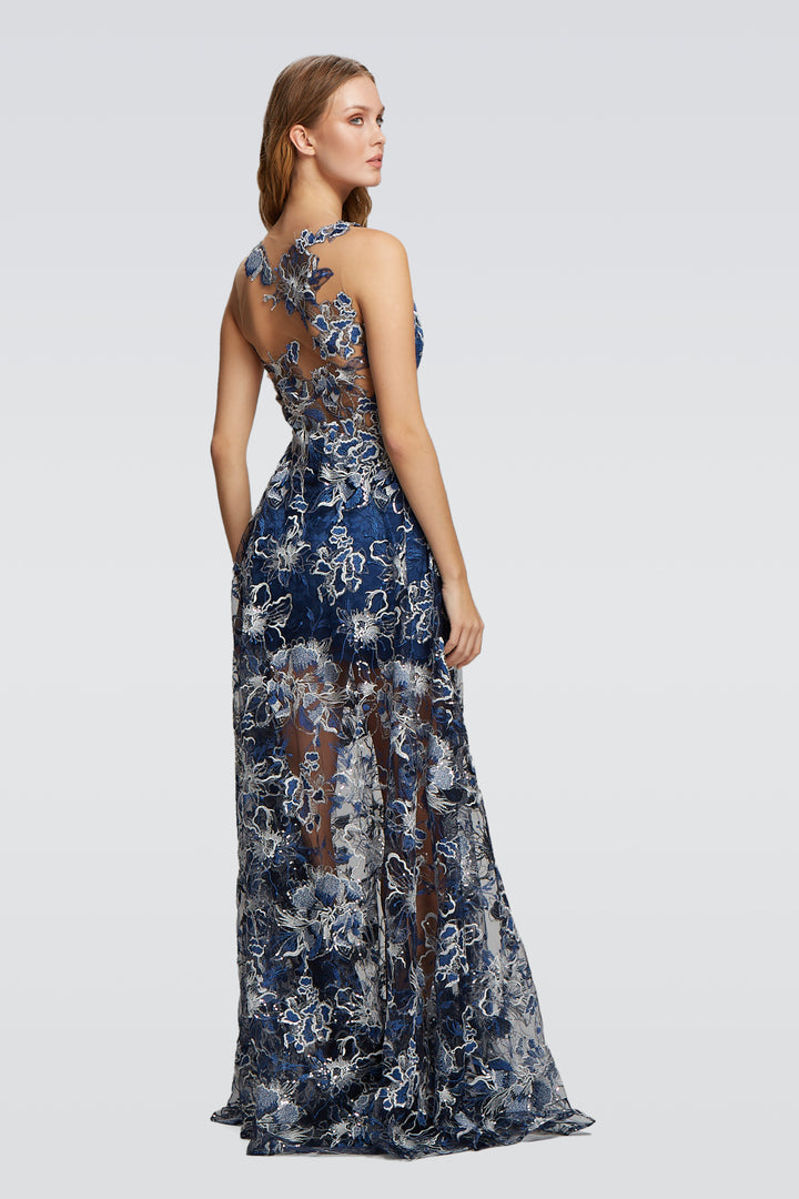 Intricate Detailed Back Sheer Gown-0