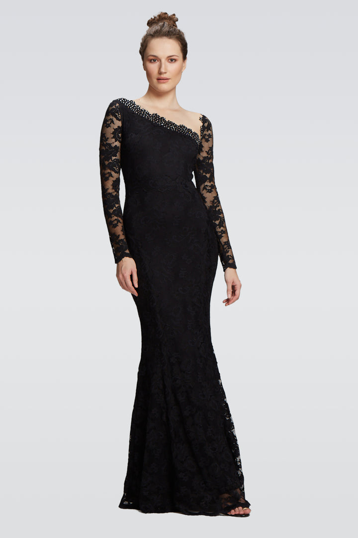 Deep Back Long Gown with Swarovski Crystals-0