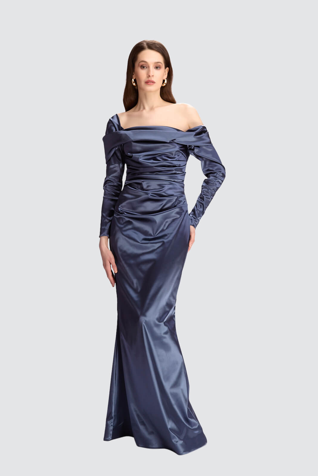 Olvis Off Shoulder Long Dress with Swarovski Crystals