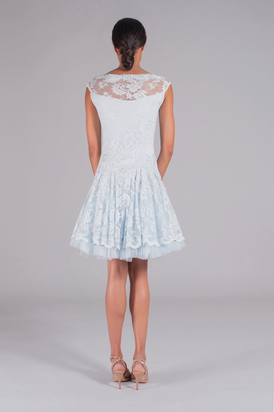 Elegant Ice Blue A-Line V-Neck Dress-1