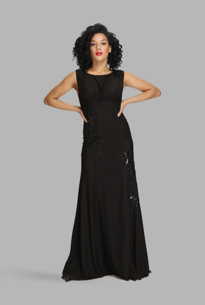 Empire waist ruched flare gown-2