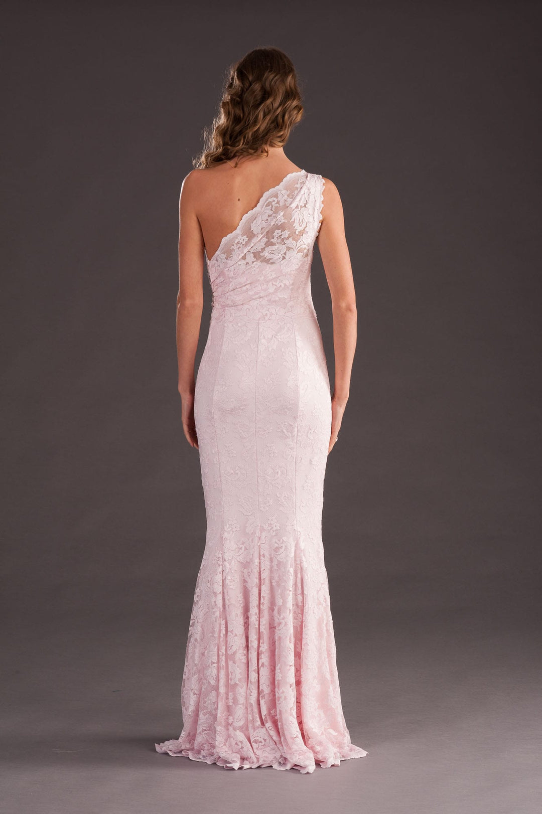 Soft Pink One Shoulder Lace Gown-1