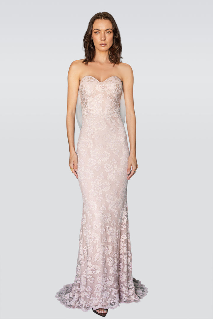 Soft Pink Strapless Gown with Tulle-1