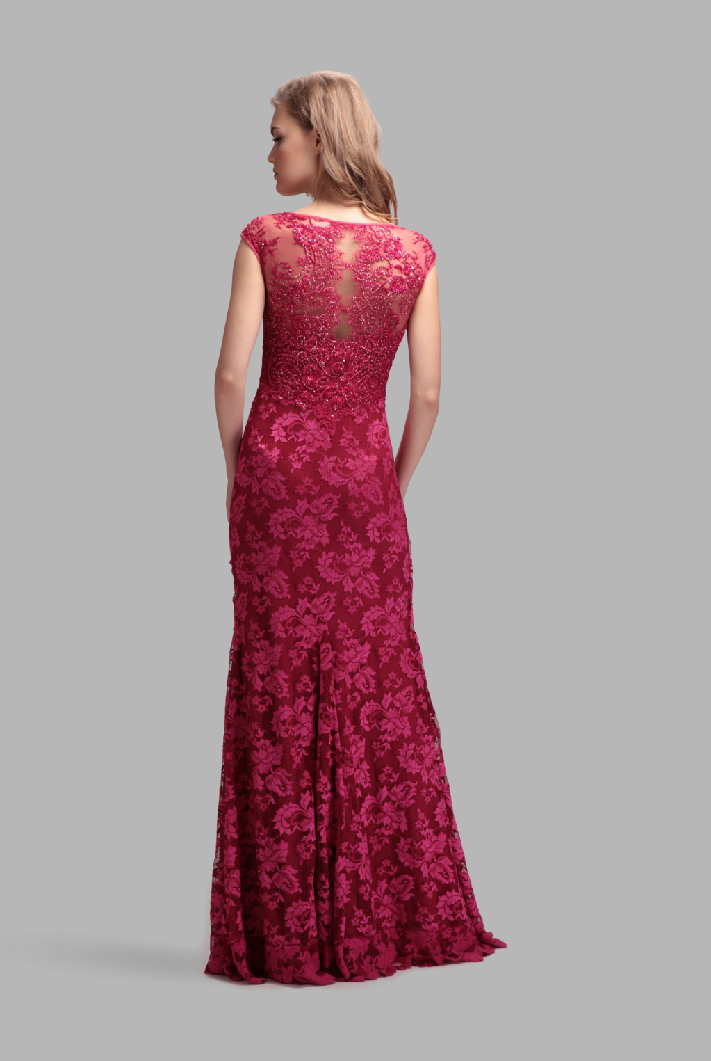 Shimmered heart neck ruched gown-1