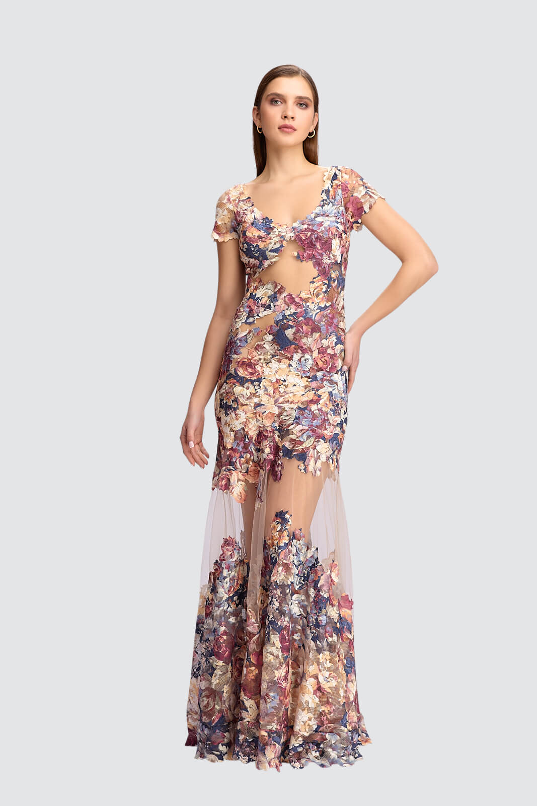 Floral Appliqu Illusion Gown Olvi's Lace Floral Appliqu Illusion Gown Olvi's Lace
