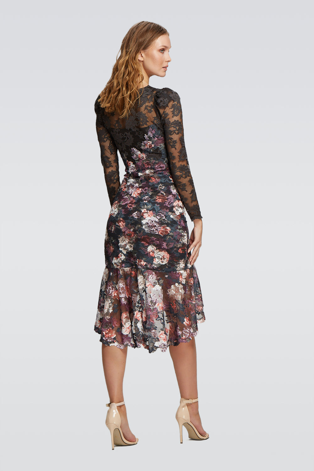 Bi-Color High low Printed Lace Dress-1