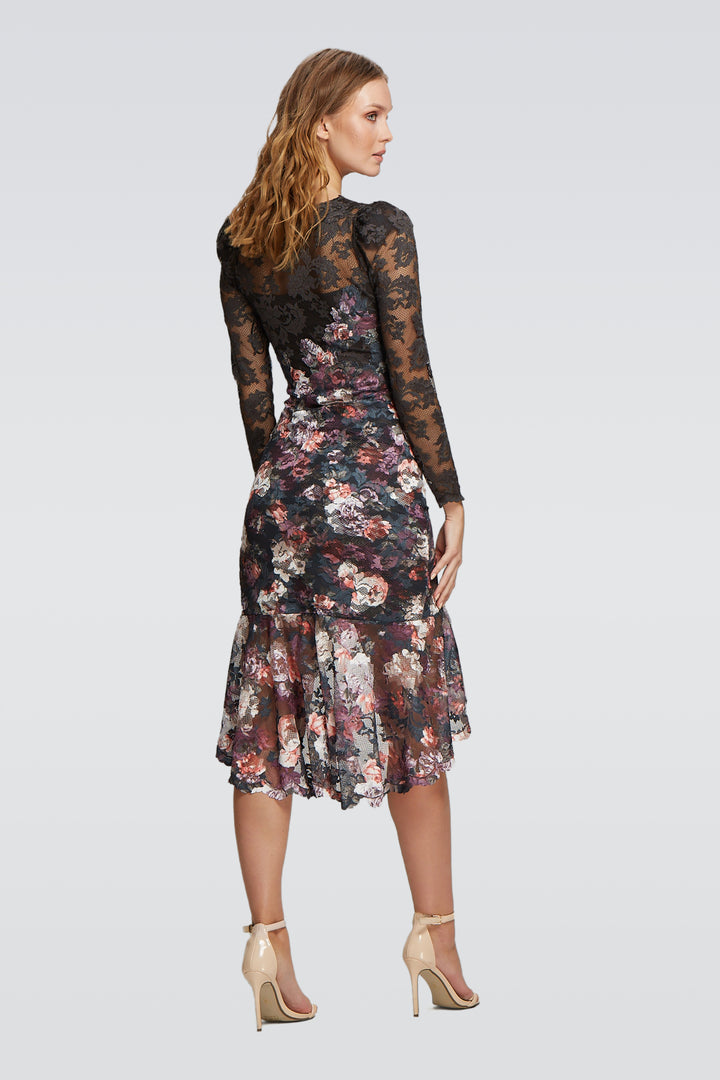 Bi-Color High low Printed Lace Dress-1