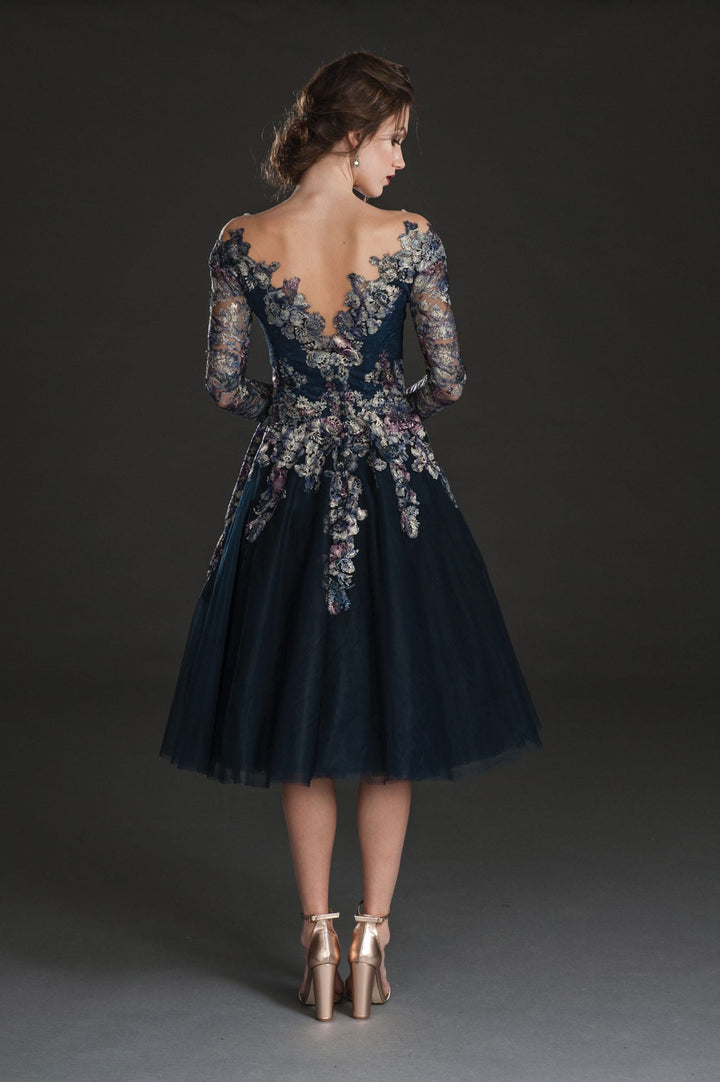 A-Line Lace Dress with Illusion-1