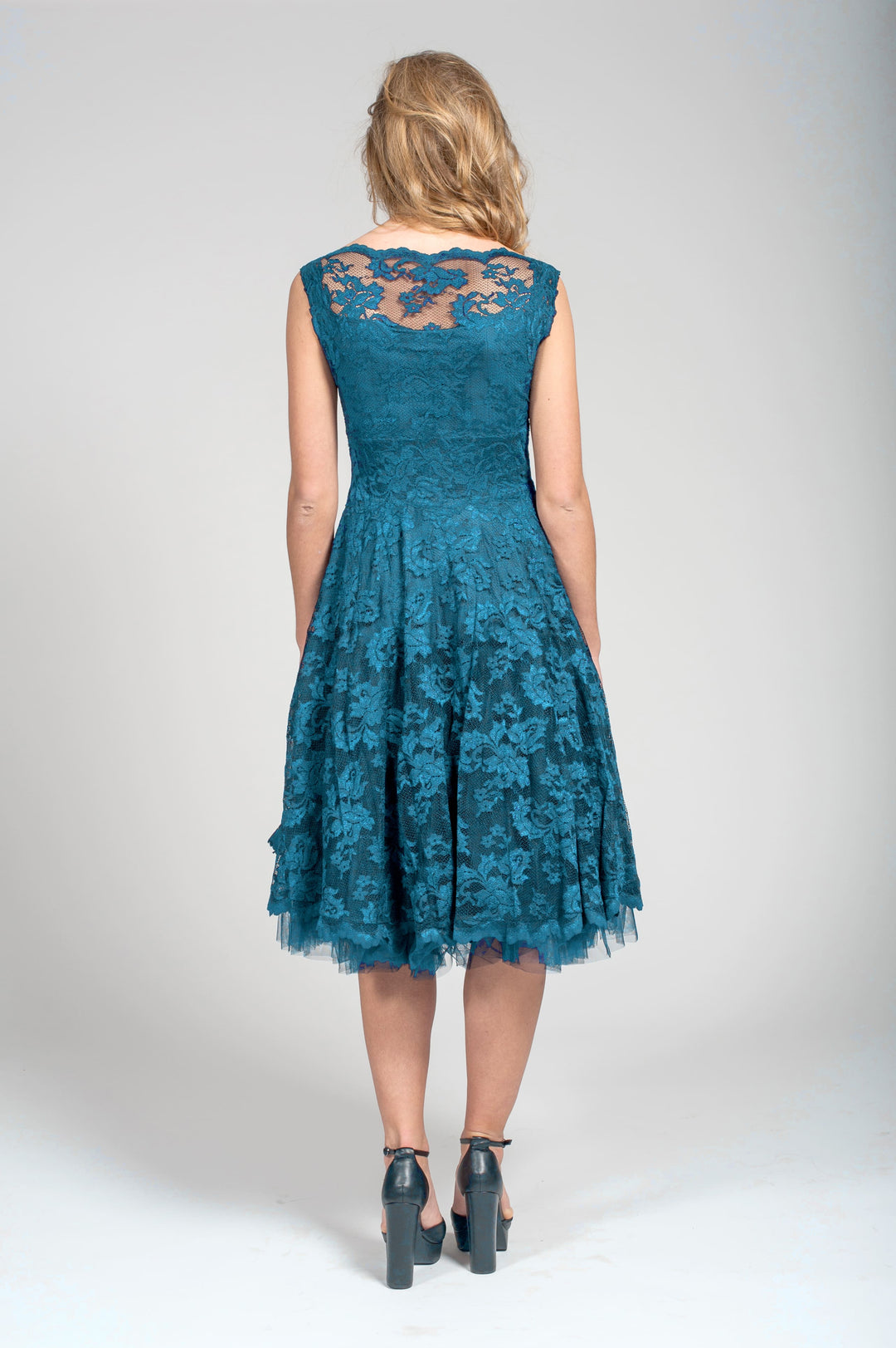 Cocktail Dress with Scalloped V-Neck-1