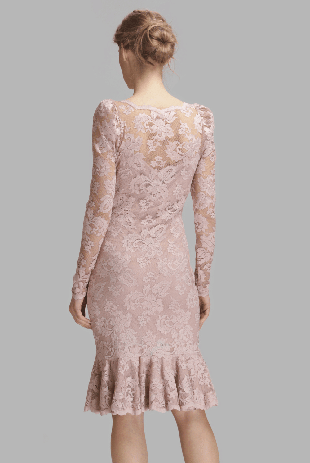 Mesh neckline with frill hem dress-1