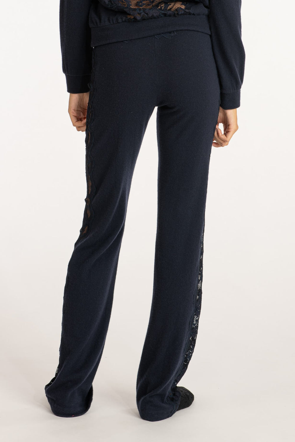 Cashmere Trousers with Elegant Lace Detailing-1