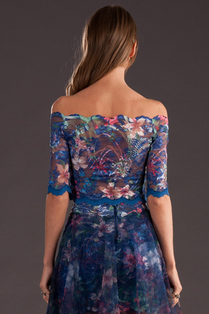 Off-Shoulder Floral Lace Crop Top-1