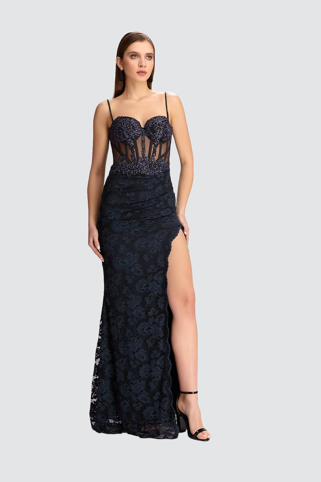 Corset Gown with High Slit Olvi's Lace Corset Gown with High Slit Olvi's Lace