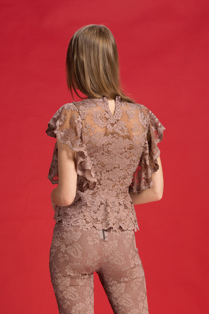 Elegant Ruffled Lace Peplum Top-1