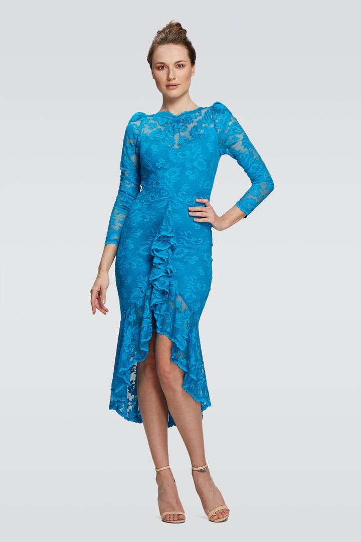 Ruffled Trumpet Lace Dress-0