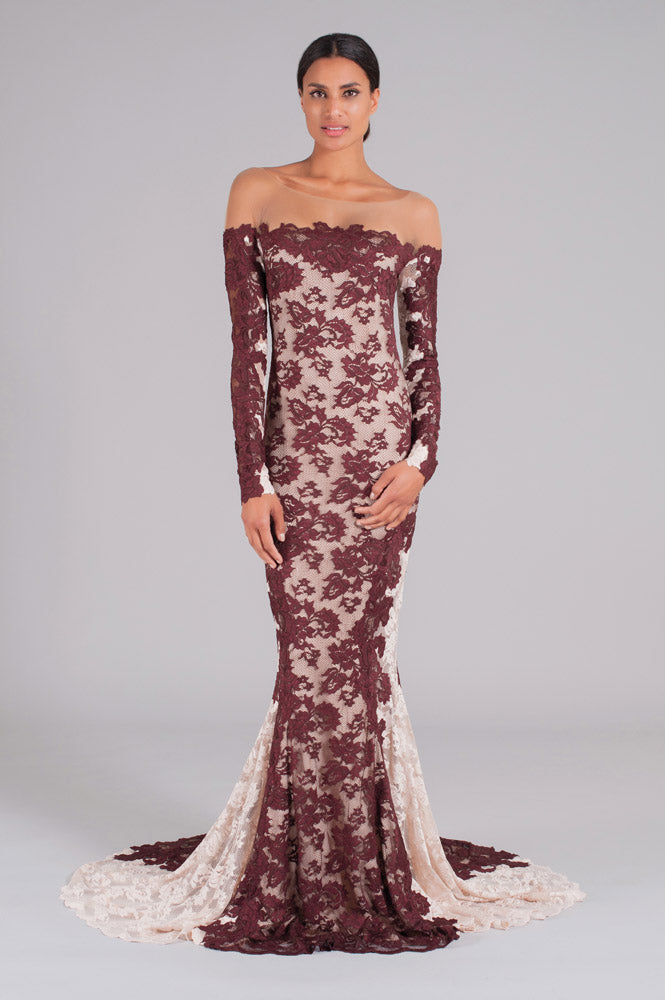 feeling exquisite mermaid dress Ethereal Off-Shoulder Mermaid Gown with Illusion Tulle