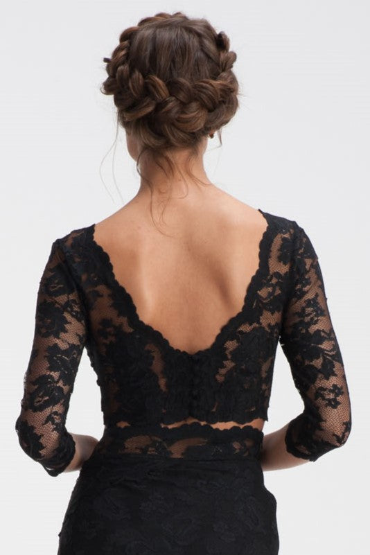 Elegant Black Floral Lace Crop Top-1