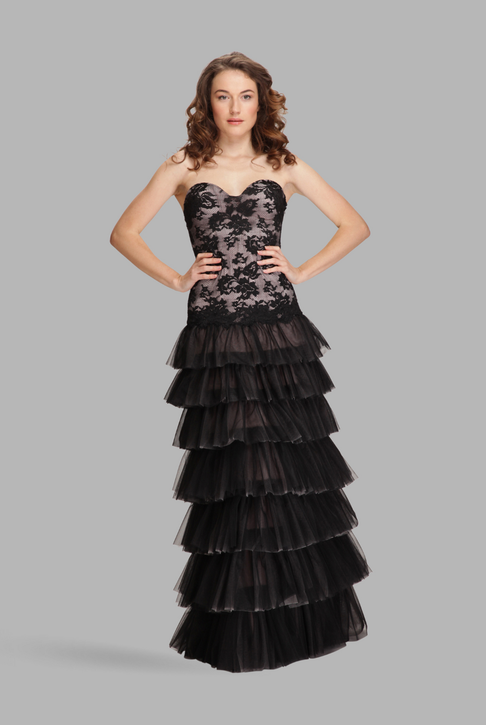 Corset layered frill gown-1