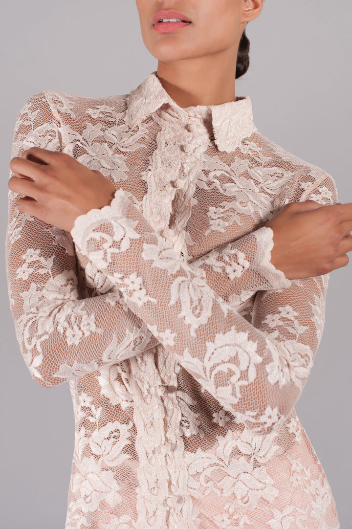 Elegant Floral Lace Long Sleeve Blouse-0