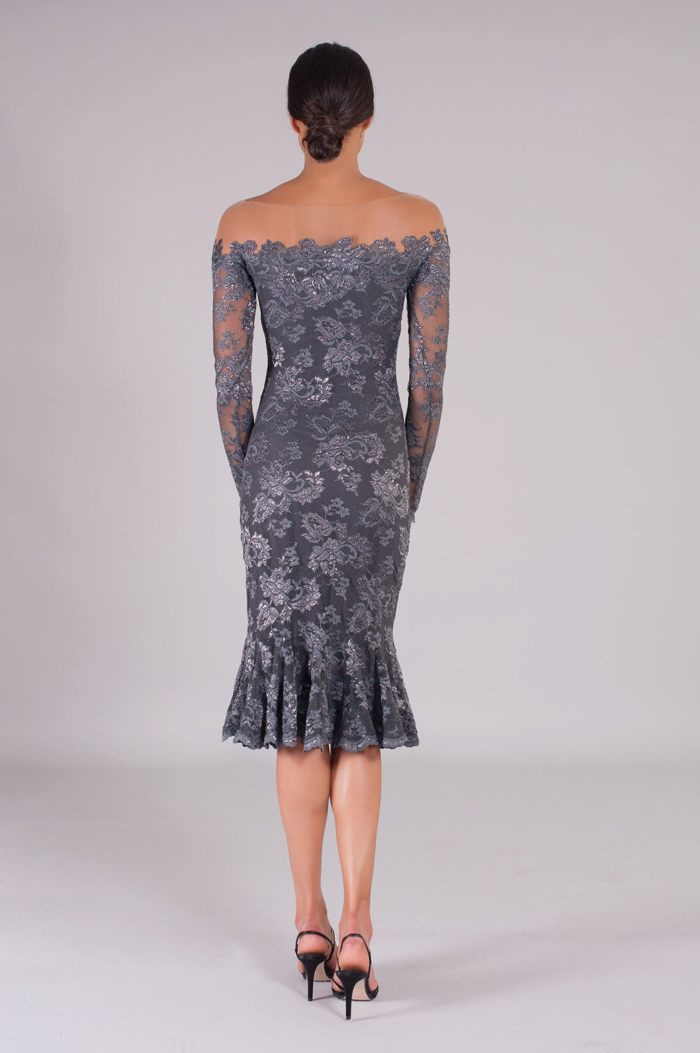 Off-Shoulder Dress with Illusion-1