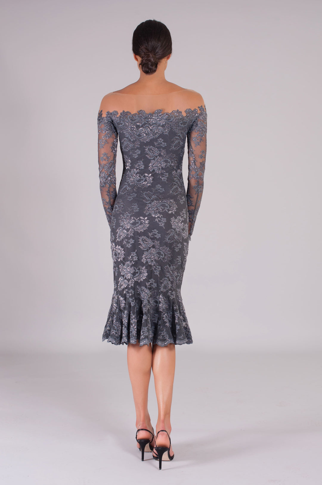 Off-Shoulder Dress with Illusion-1