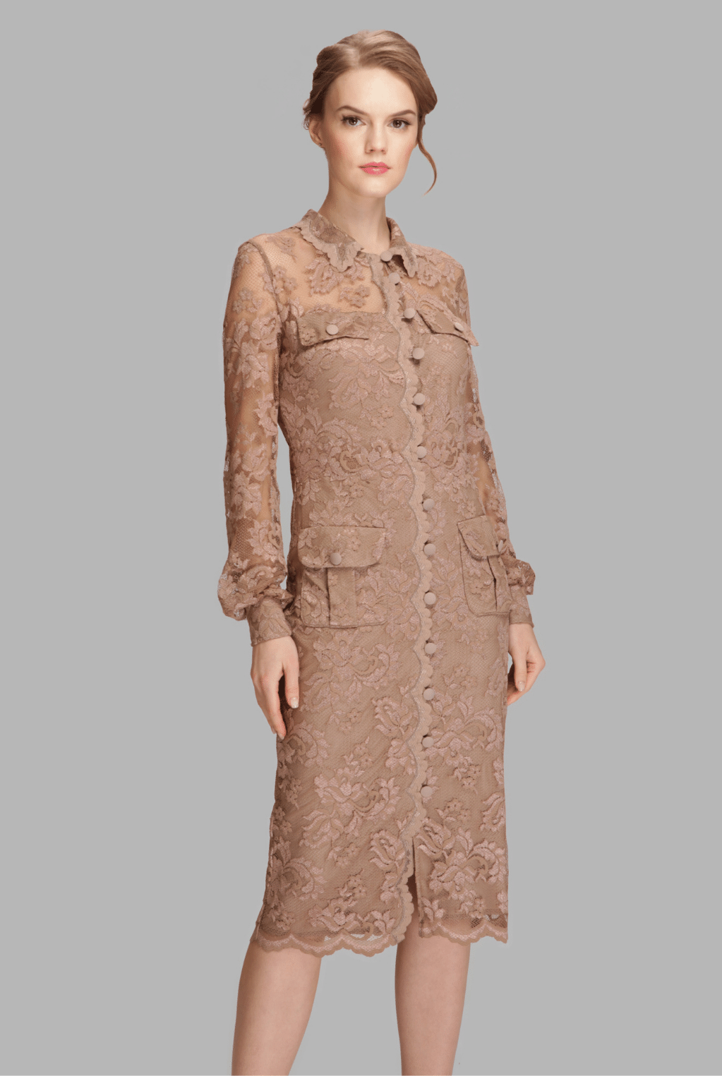 Scallop Button Dress-0