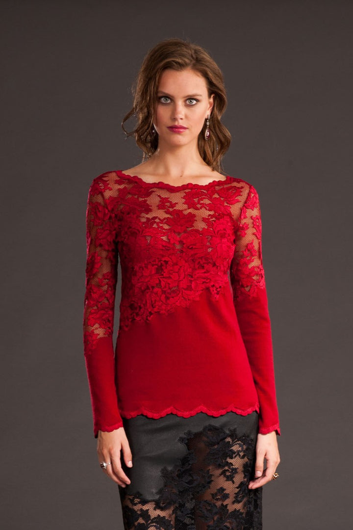 Lace-Accented Cashmere Sweater-2