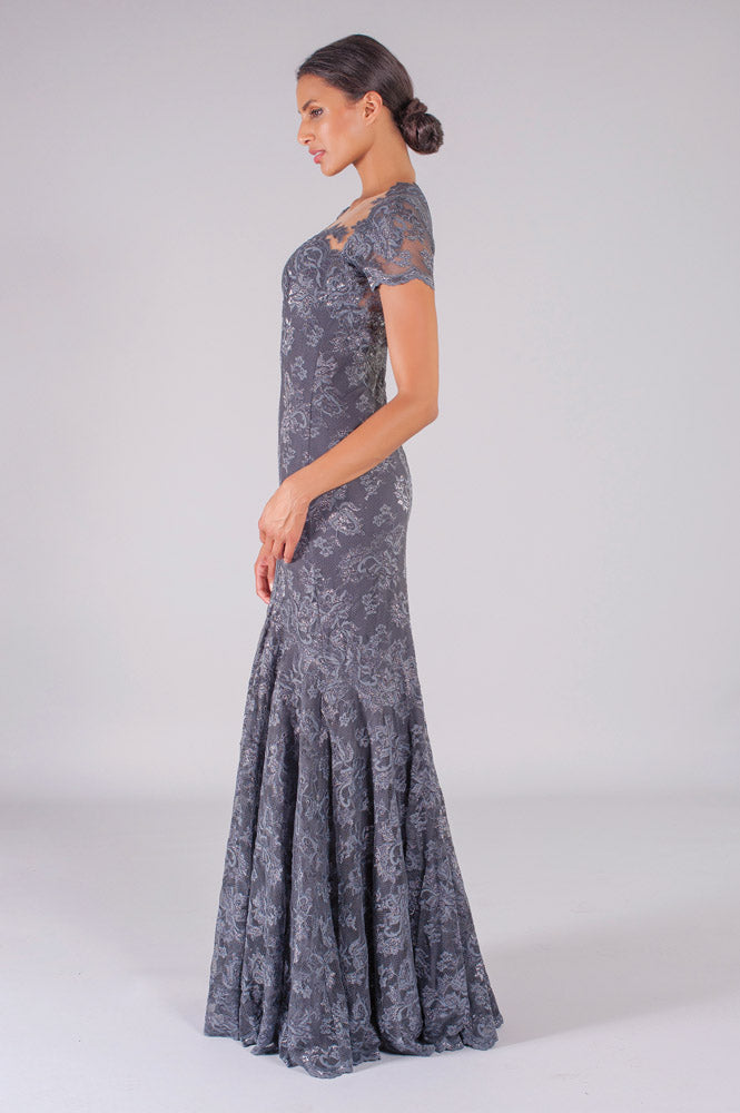 Mermaid Lace Dress with Illusion-2