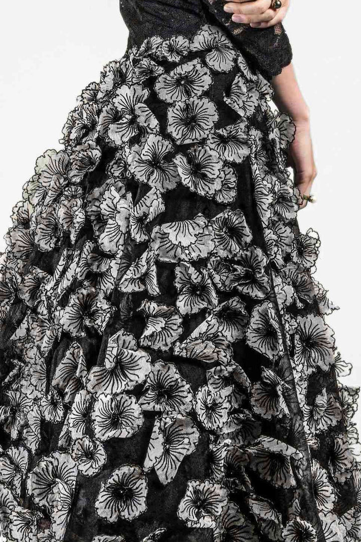 Off-Shoulder Midi Dress with Floral Detailing-4